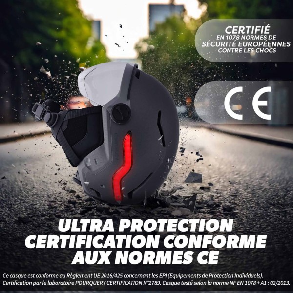 Casque Urban Moov avec eclairage, solide, feu de freinage, clignotants et housse offerte