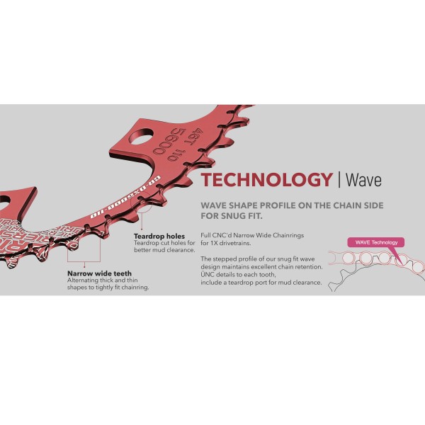 Plateau compatible Shimano XT M 8000 rouge Ø96mm fouriers cr-dx8000 wave technology