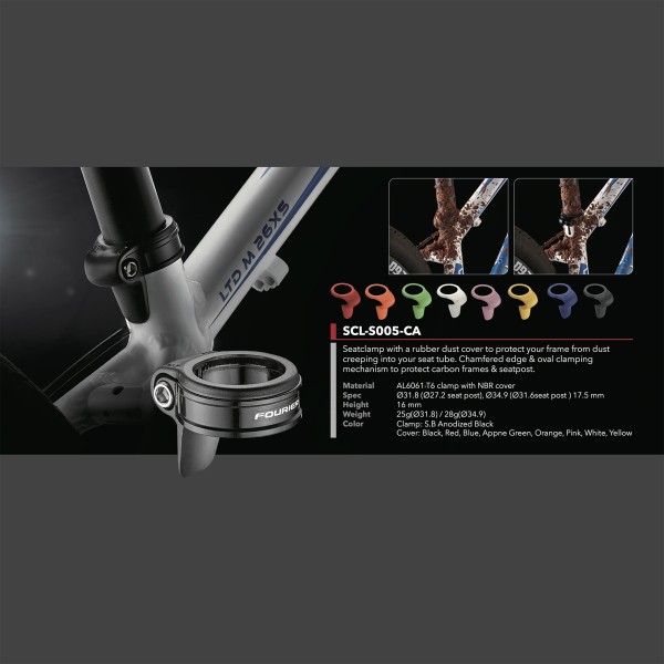 Collier de tige de selle Fouriers avec joint étanchéité couleur SCL-S005-CA
