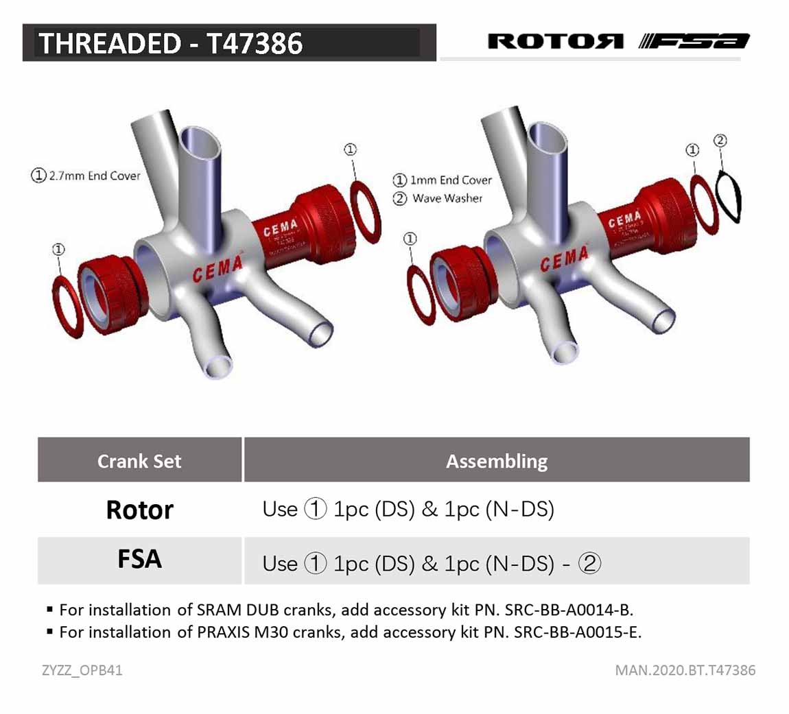Montage boitier de pedalier CEMA pour FSA386 ou Rotor 30mm