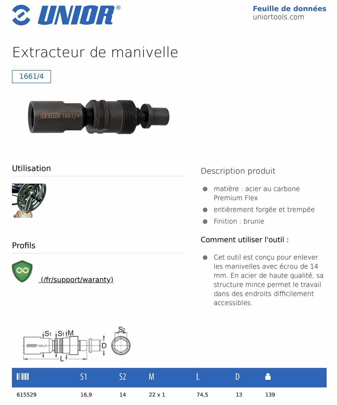 Shimano TL-FC11 Extracteur de manivelle pour manivelle carrée