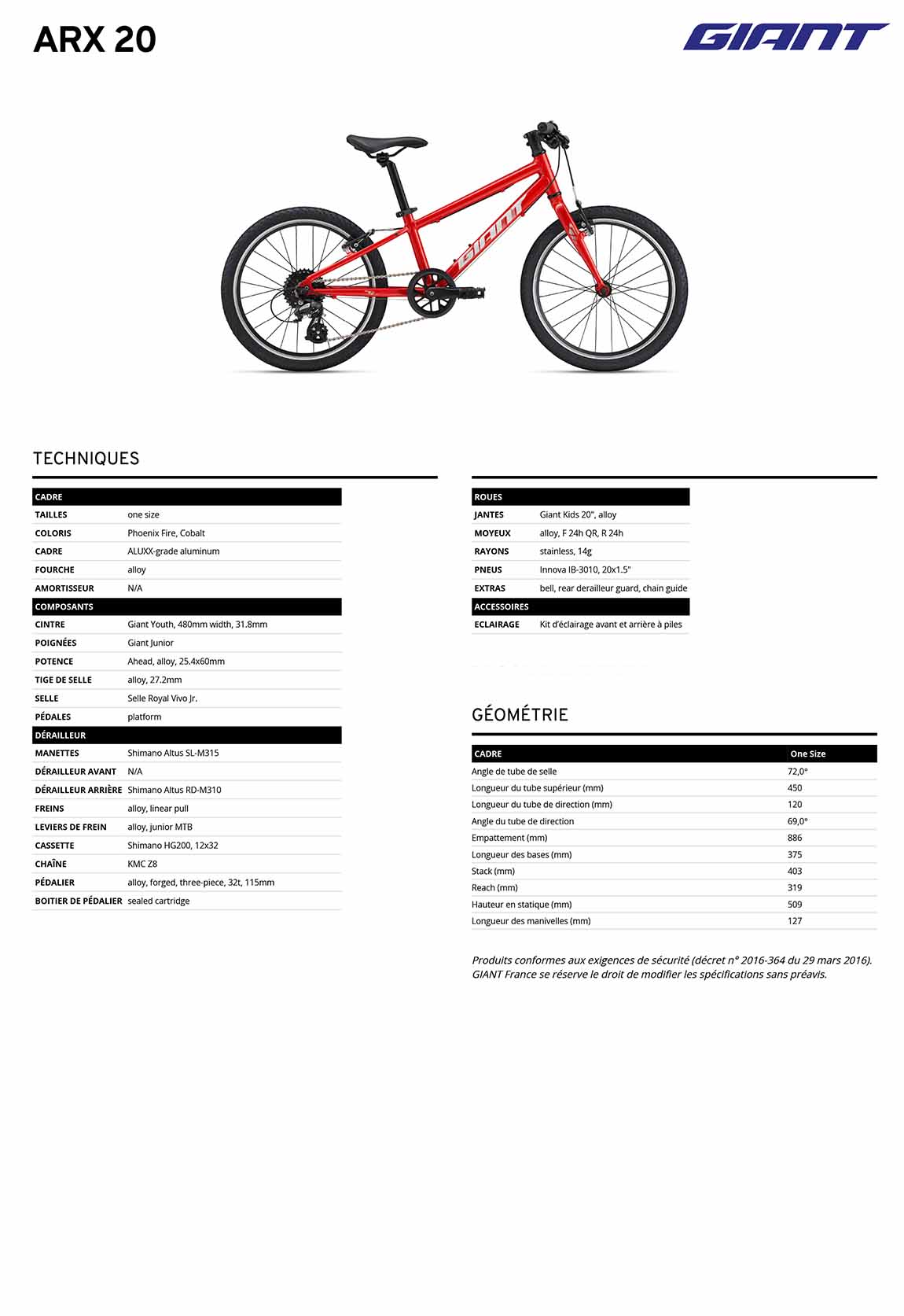 fiche giant arx 20