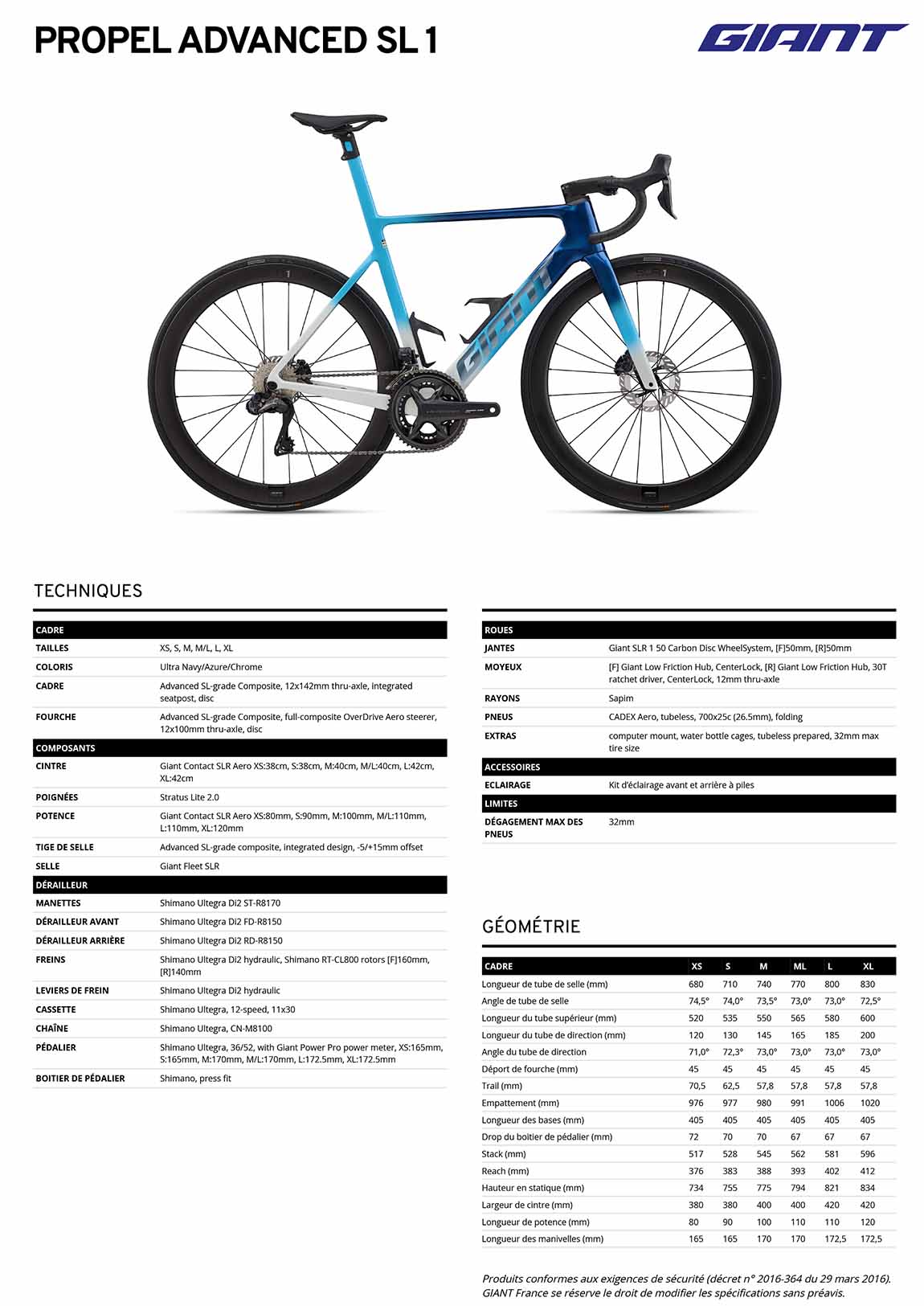 fiche Giant propel advanced SL 1 2026