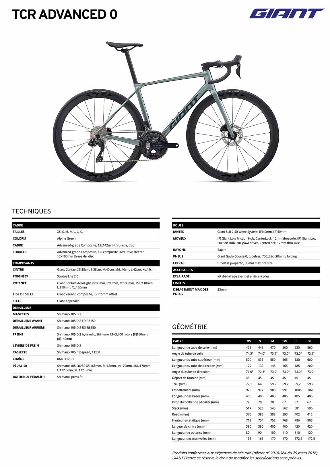 fiche GIANT TCR Advanced 0 2026