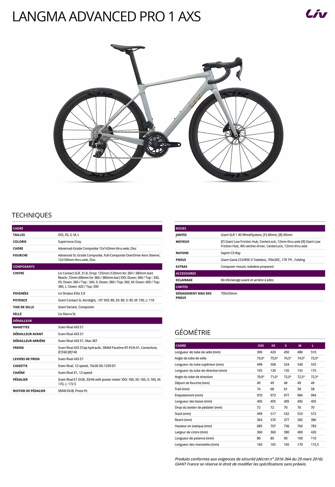 fiche liv langma advanced pro 1 axs 2027