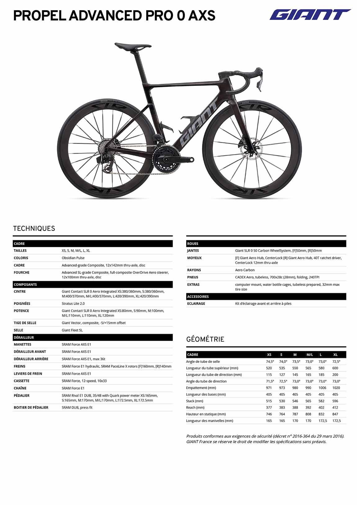 fiche giant propel advanced pro 0 axs 2027