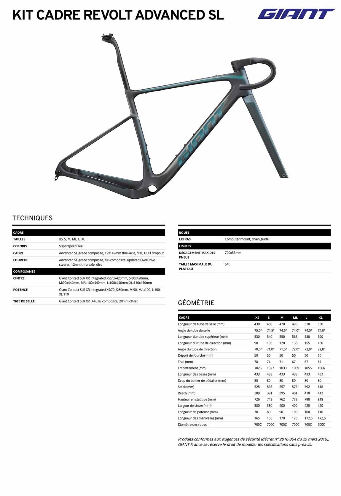 fiche cadre revolt advanced sl 2027