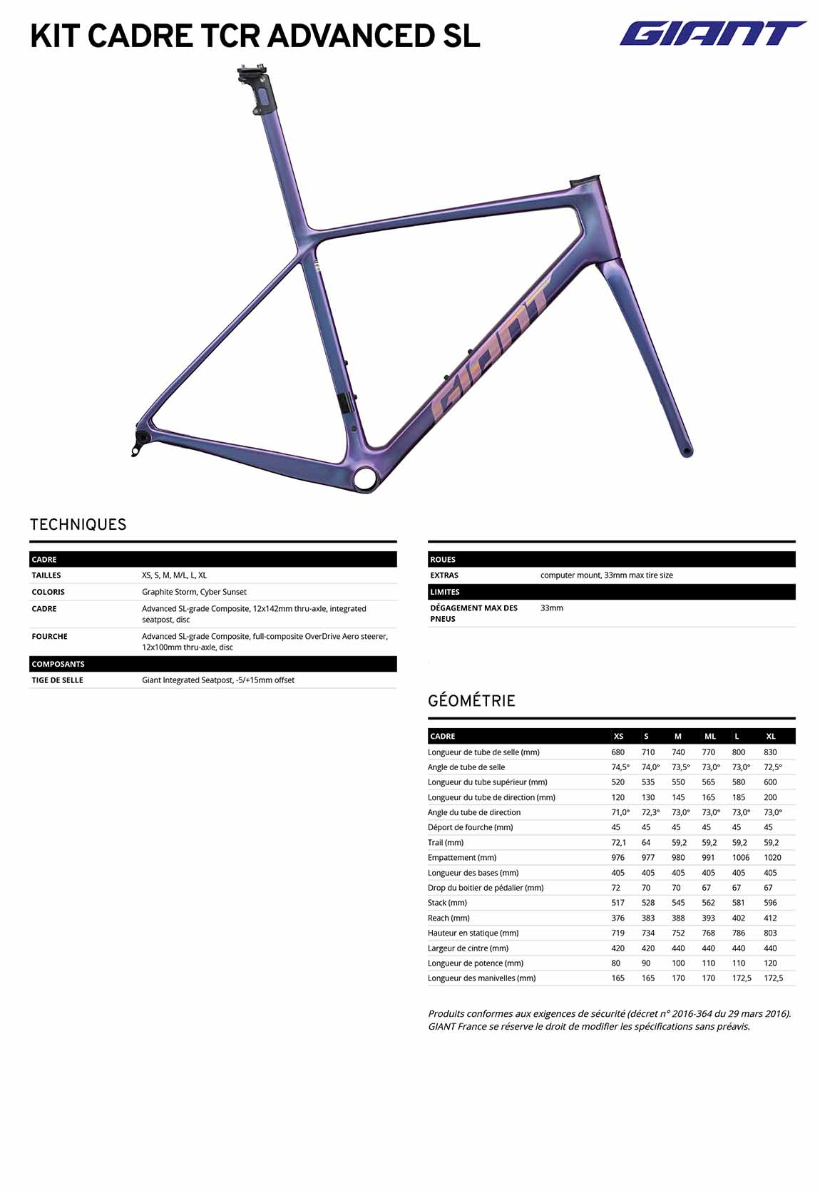 fiche cadre giant tcr advanced sl 2027 cyber