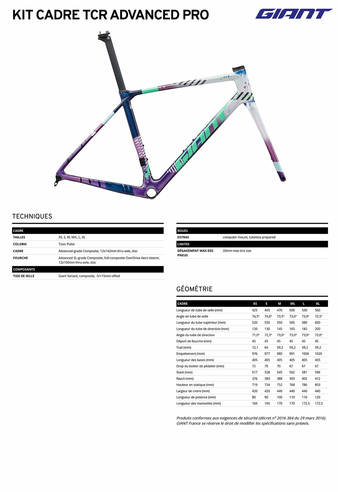 fiche cadre giant tcr advanced pro 2027