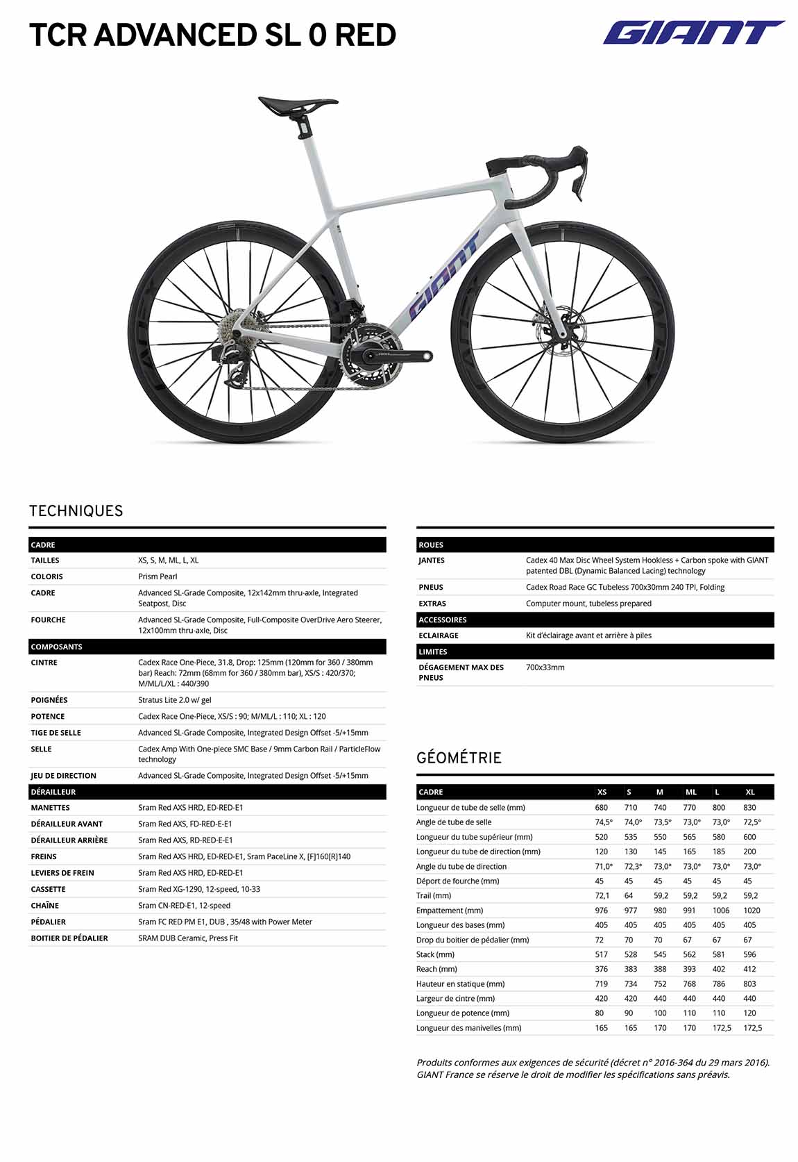 fiche giant tcr advanced SL 0 red 2027