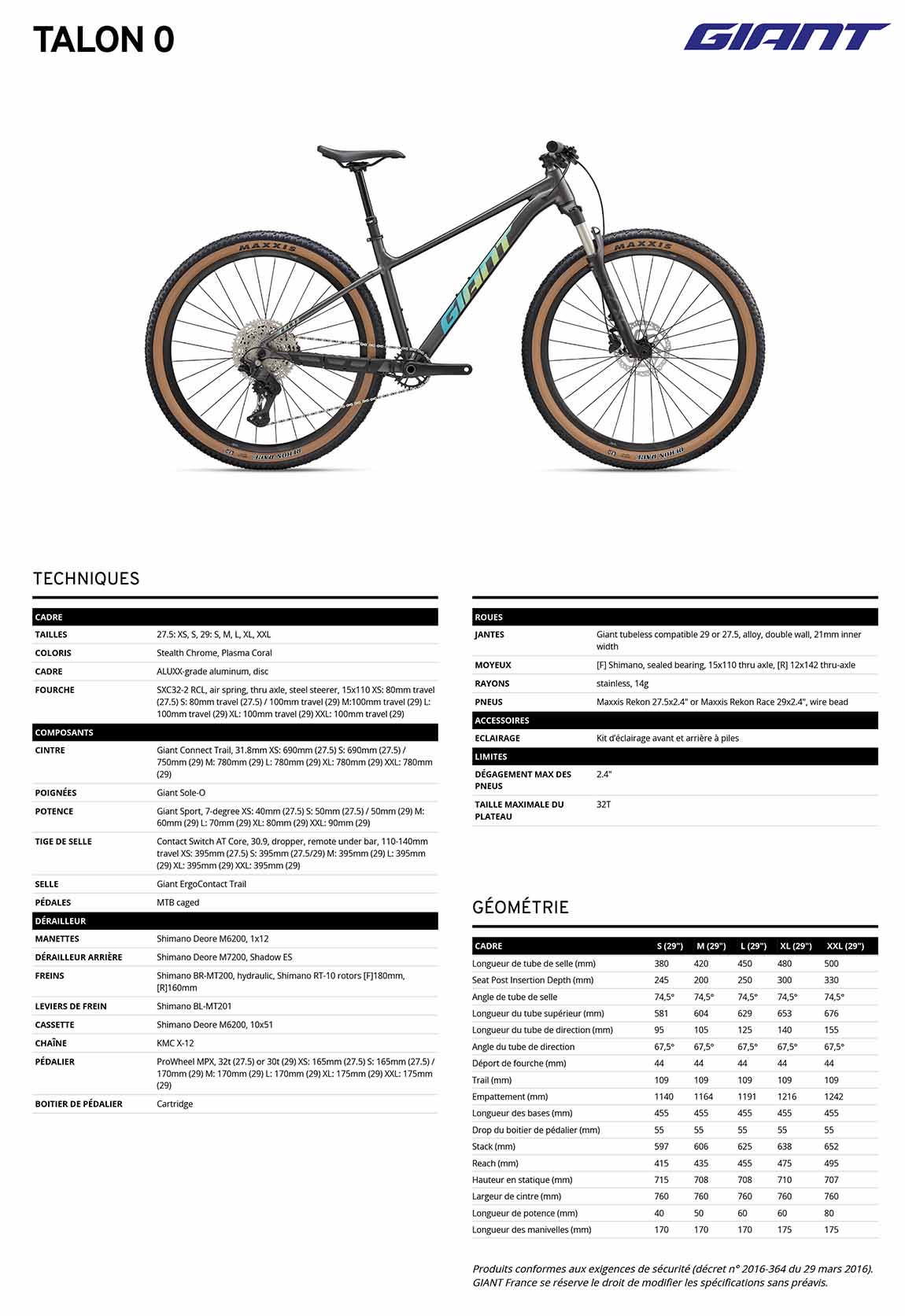 fiche giant talon 0 2027